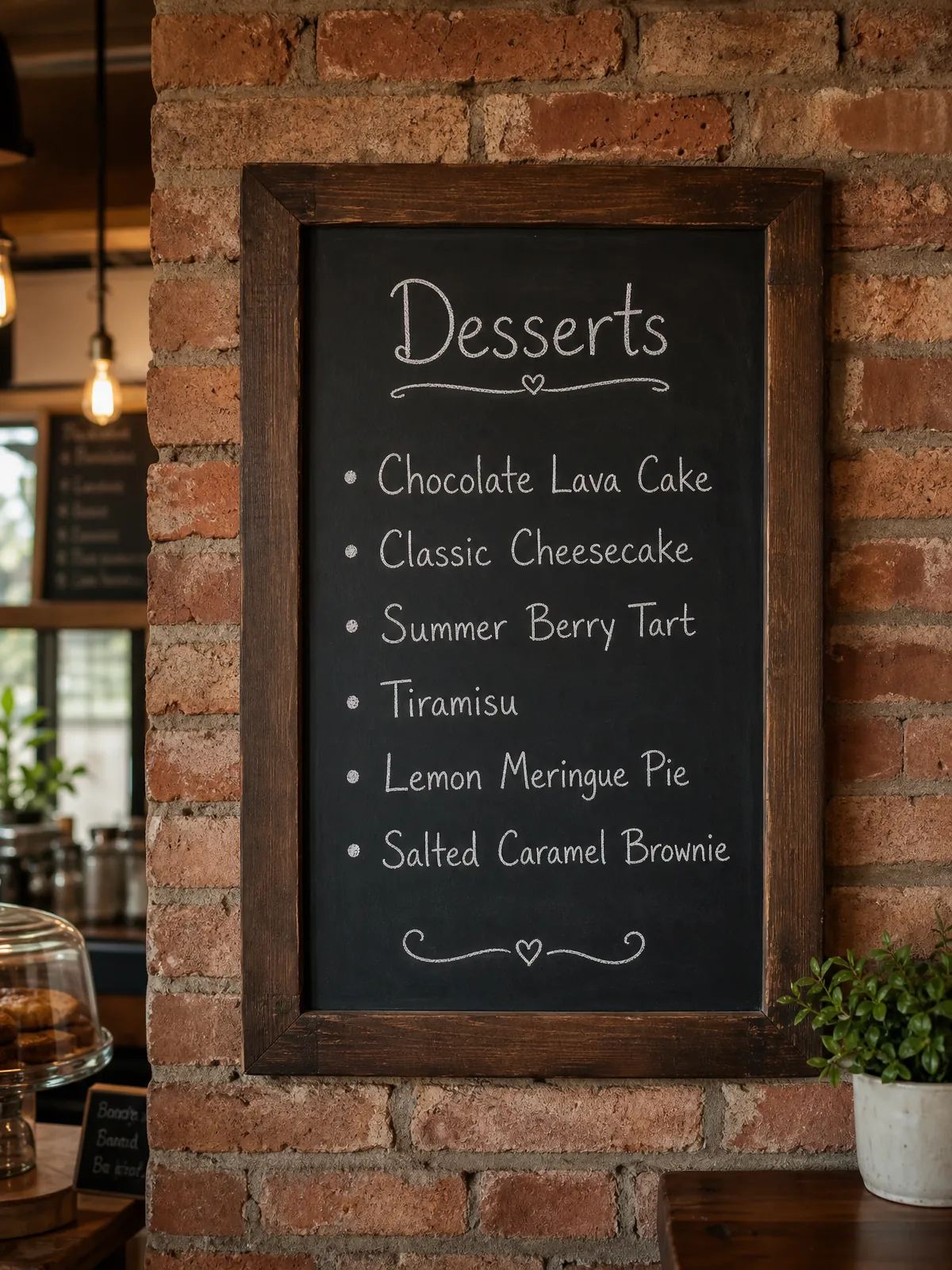 Chalkboard dessert menu before the edit: Summer Berry Tart