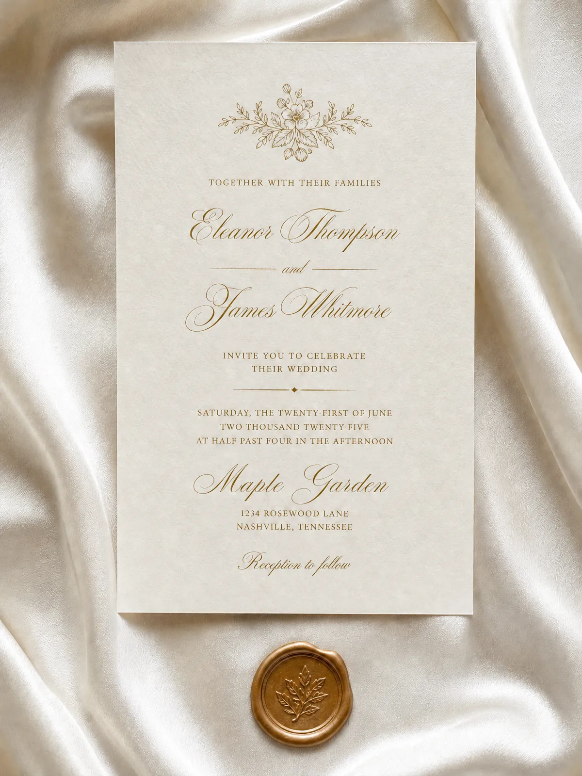 Wedding invitation after the edit: Maple Garden