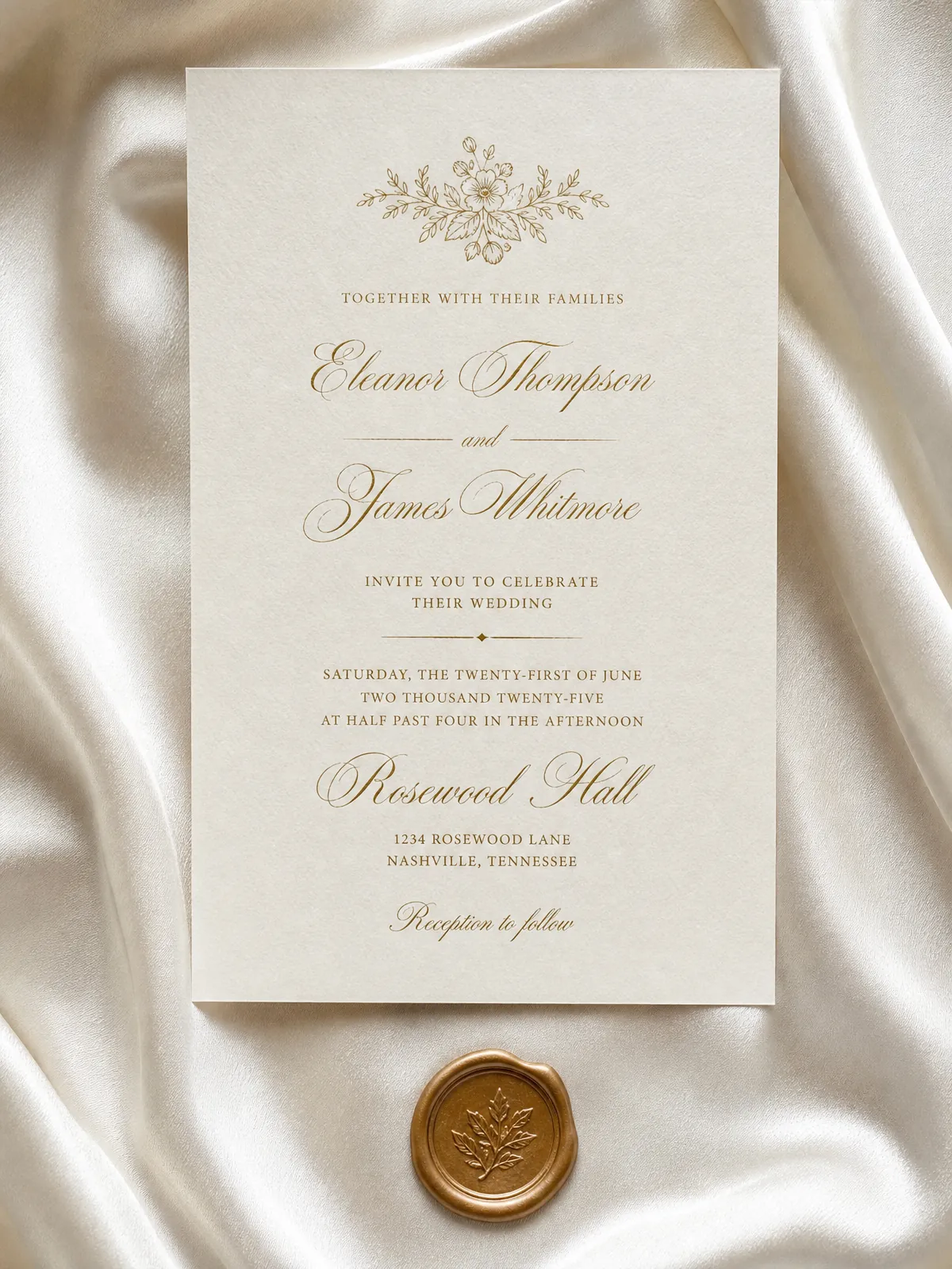Wedding invitation before the edit: Rosewood Hall