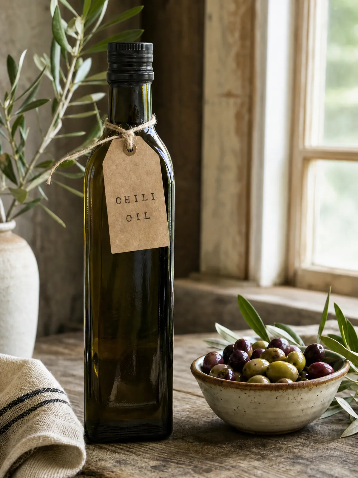 Bottle tag after the edit: CHILI OIL